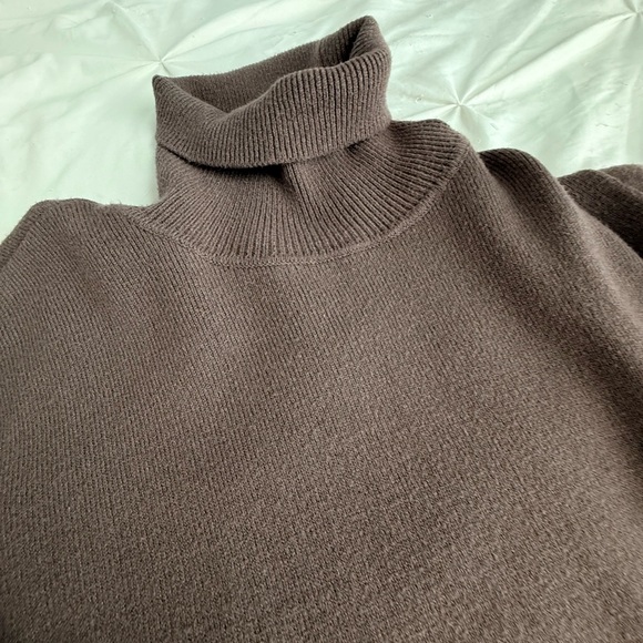 Elegant Plum Turtleneck Sweater Dress - Picture 3 of 6